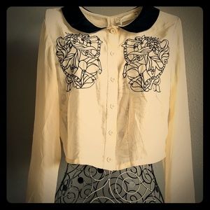 NWT Millau for LF Boho Crop Top Peter Pan Collar